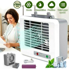 Mini Air Cooler 3 Speed USB Portable Air Conditioner Conditioning Humidifier Purifier Light Desktop Air Cooling Fan Air Cooler Fan for Car Office Home