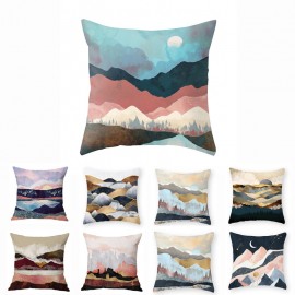 Modern Abstract Landscape Moon Linen Cushion Cover Home Sofa Throw Pillowcases Home Decor