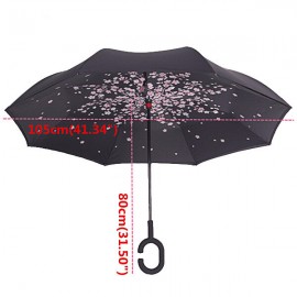 Multi Color Double Layer Inverted Umbrella Upside Down C-shaped Handle Rain Gear