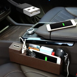 Multifunctional Car Seat Gap Storage Box USB Wireless Charge Phone Holder