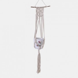 Natural Cotton Rope Braided Basket Bag Macrame Hanging Pot Plant Holder