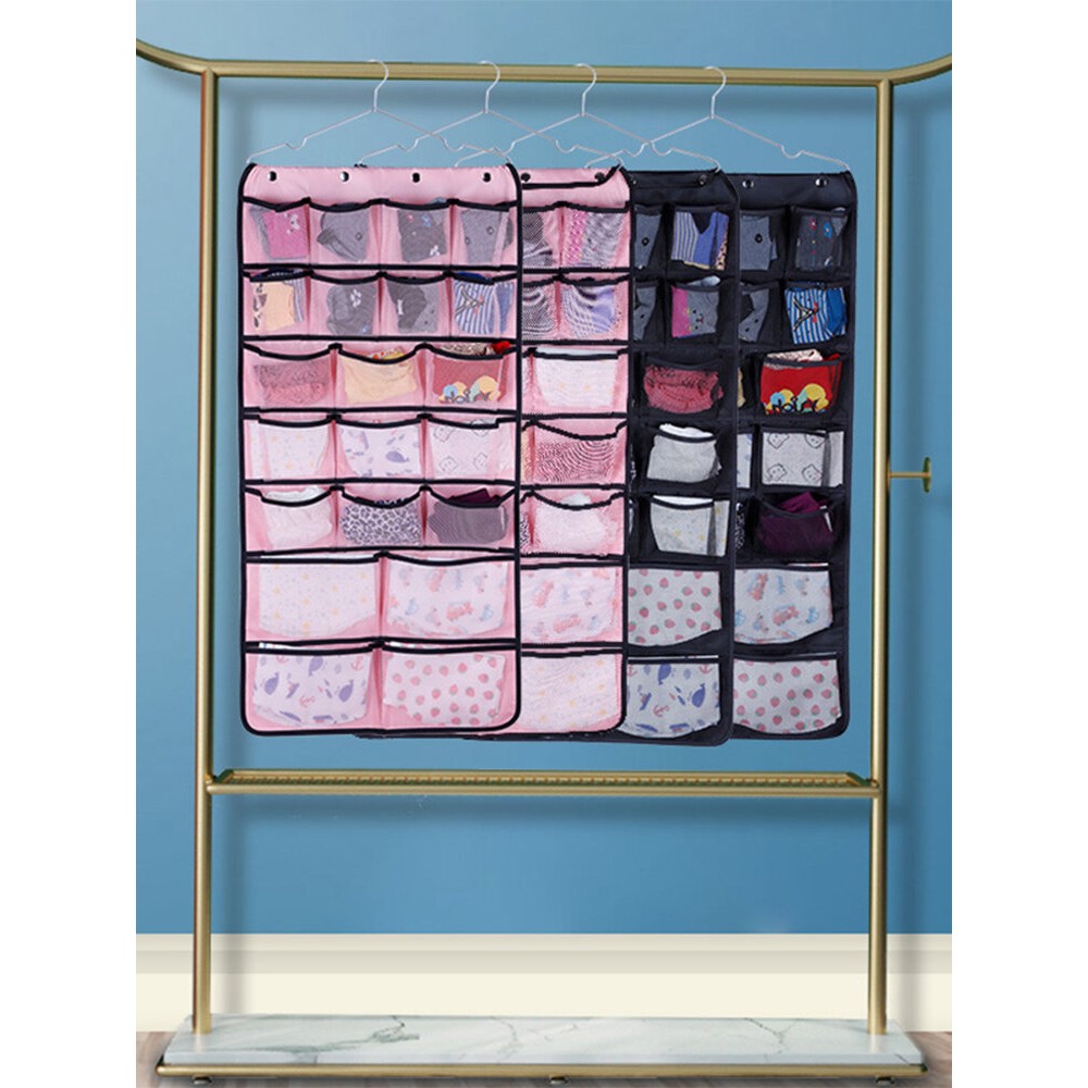 Non-woven Cloth Mesh Yarn 42 Grid Storage Bag Household Items Finishing Underwear Storage Hanging Bag