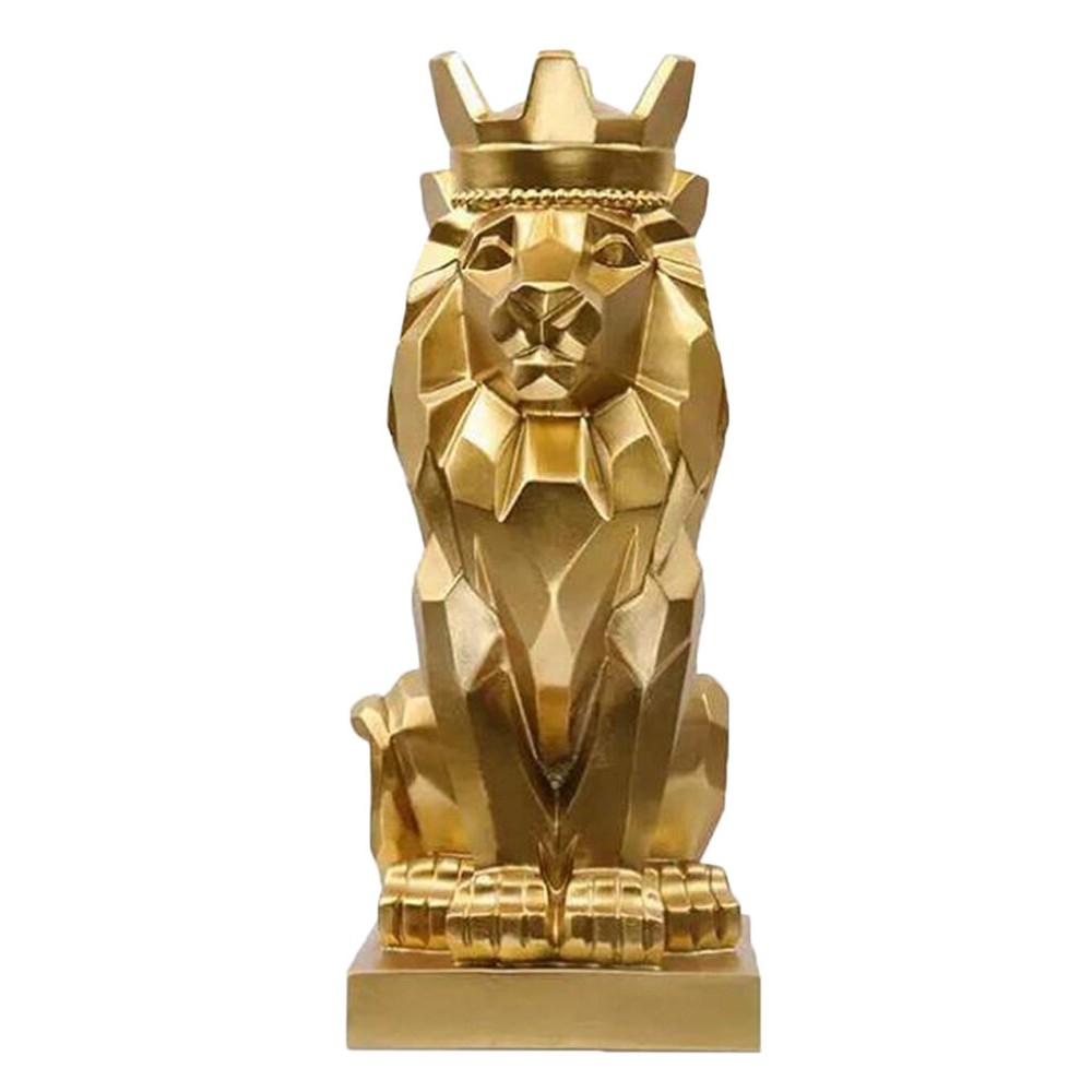 Nordic Style Faceted Crown Lion Statue Decoration Home Living Room Art Decor