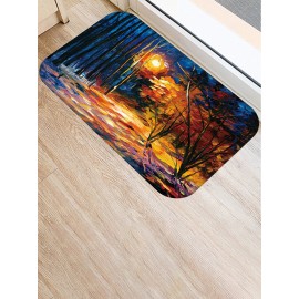 Oil Painting Landscape Pattern Floor Mats Flannel Water Absorption Antiskid Floor Mat Bath Room Door Mat