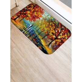 Oil Painting Landscape Pattern Floor Mats Flannel Water Absorption Antiskid Floor Mat Bath Room Door Mat