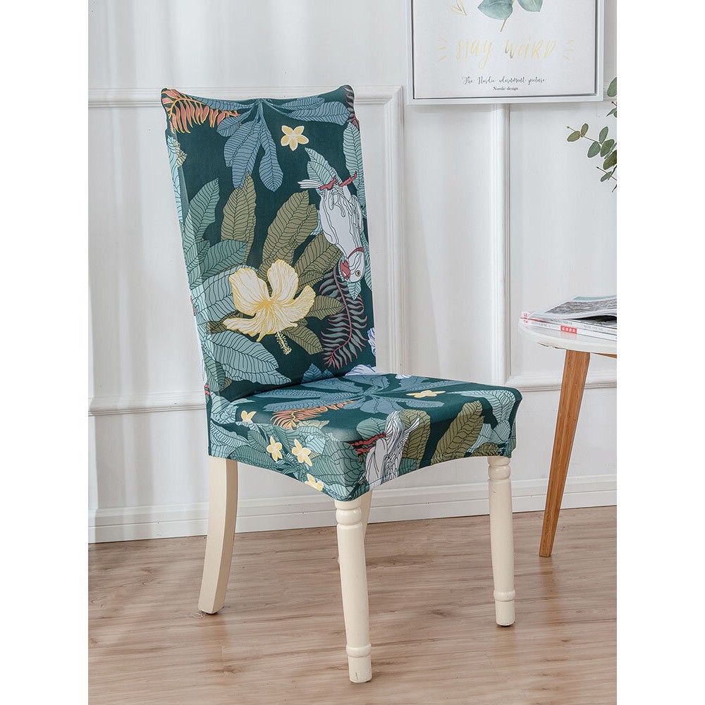 One-piece Waterproof Flowers Prints Elastic Stretch Chair Cover Universal Size Slipcovers Seat Cover For Dining Room Banquet Hotel