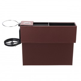 PU Leather Car Seat Crevice Storage Box Gap Organizer with Cup Drink Holder for Left-hand Drive