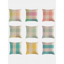 Plaid Pattern Linen Cushion Cover Home Sofa Art Decor Throw Pillowcase