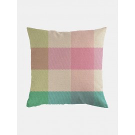 Plaid Pattern Linen Cushion Cover Home Sofa Art Decor Throw Pillowcase