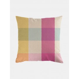 Plaid Pattern Linen Cushion Cover Home Sofa Art Decor Throw Pillowcase