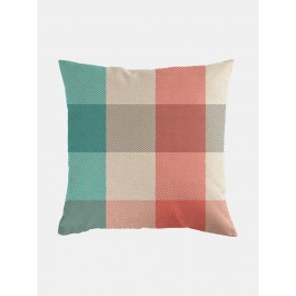 Plaid Pattern Linen Cushion Cover Home Sofa Art Decor Throw Pillowcase