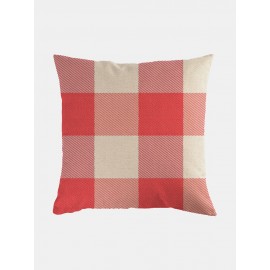 Plaid Pattern Linen Cushion Cover Home Sofa Art Decor Throw Pillowcase