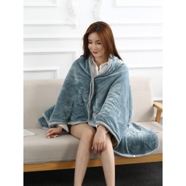 Plain Color Thick Flannel Double Layer Lamb Wool Composite Blanket Office Shawl Blanket