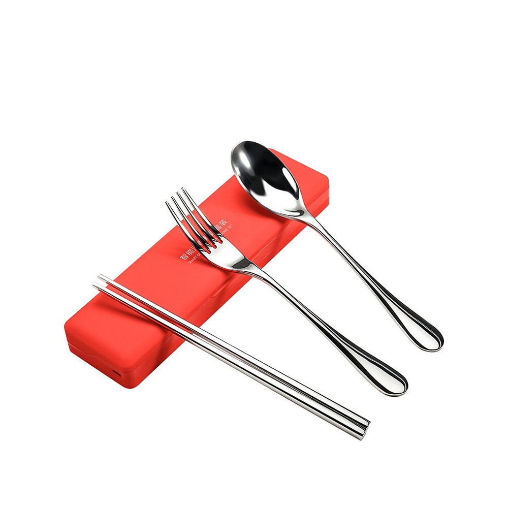 Portable Sterilization Box Creative Tableware Set Stainless Steel Three-Piece Ultraviolet Sterilizer Chopsticks Spoon Fork