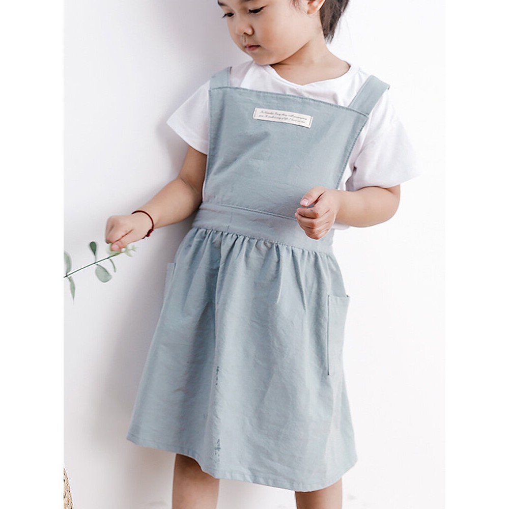 Pure Washed Cotton Parent-child Apron Cotton And Linen Painting Dinner Kindergarten Children Anti-fouling Cute Apron Smock