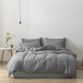 Quilt Three-Piece Brushed Printing Kit Duvet Cover Bedding Fiber Washed Cotton Bedding