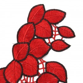 Red Leaves Lace Embroidery Neckline Collar Lace Patches Applique Motif Venise