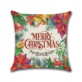 Retro Cartoon Christmas Santa Linen Throw Pillow Case Home Sofa Soft Cushion Cover Christmas Decor