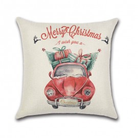 Retro Cartoon Christmas Santa Linen Throw Pillow Case Home Sofa Soft Cushion Cover Christmas Decor