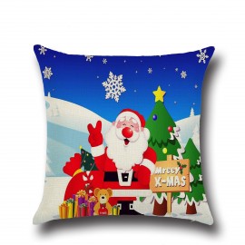 Retro Cartoon Christmas Santa Printed Throw Pillow Cases Home Sofa Cushion Cover Christmas Decor