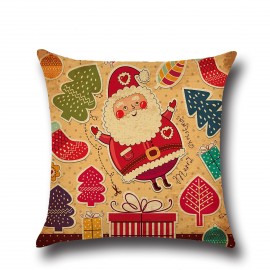 Retro Cartoon Christmas Santa Printed Throw Pillow Cases Home Sofa Cushion Cover Christmas Decor