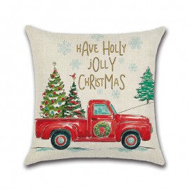 Retro Christmas Snowman Pattern Linen Cushion Cover Home Sofa Office Car Seat Throw Pillowcases