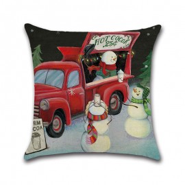 Retro Christmas Snowman Pattern Linen Cushion Cover Home Sofa Office Car Seat Throw Pillowcases