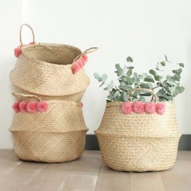 Seagrass Belly Basket Storage Laundry Home Panier Boule Natural Sea Grass