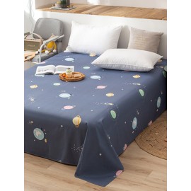 Small Fresh Pure Cotton Planets Print Bedroom Single Sheets