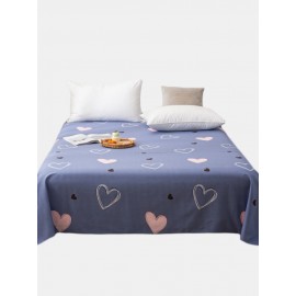 Small Fresh Pure Cotton Print Sheets Bedroom Soft Lightweight Heart-Shape Single Double Sheets