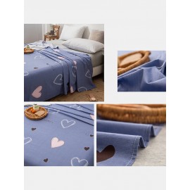 Small Fresh Pure Cotton Print Sheets Bedroom Soft Lightweight Heart-Shape Single Double Sheets