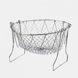 Stainless Steel telescopic Folding Round Fried Basket Fries Mesh Drain Filter Drain Basket