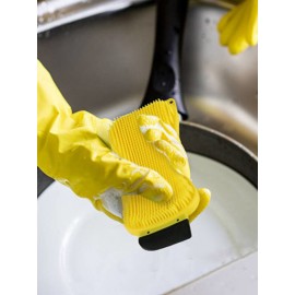 Three-in-one Multifunctional Kitchen Cleaning Silicone Built-in Scraper Cleaning Bowl Pot Stove Brush Scrape Dirt Tool