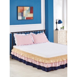 Three-layer Bed Skirt Princess Colorful Bed Skirt Wrap Around Bed Skirt Comfort Wrinkle Resistant Wrap For Bedroom