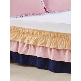 Three-layer Bed Skirt Princess Colorful Bed Skirt Wrap Around Bed Skirt Comfort Wrinkle Resistant Wrap For Bedroom