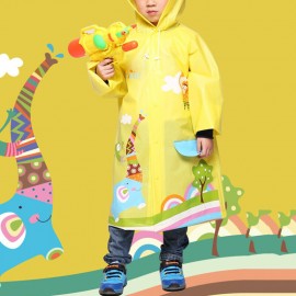 Toddler Girls and Boys Cartoon Colorful Hooded Thicken EVA Raincoat For 3-15Y