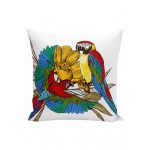 Tropical Flora And Fauna Watercolor Painting Macaw Peach Skin Pillowcase Home Fabric Sofa Cushion Cover