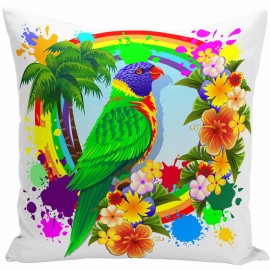 Tropical Flora And Fauna Watercolor Painting Macaw Peach Skin Pillowcase Home Fabric Sofa Cushion Cover