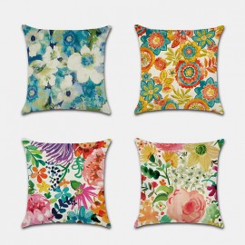 Tropical Flower Pillowcase Hand-Painted Rainforest Digital Printed Linen Without Core