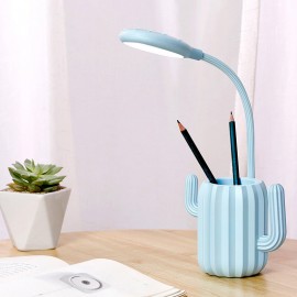 USB Charging Cactus Desk Table Lamp Touch LED Eye Protection Night Light Pen Holder Light