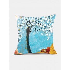 Vintage Tree Pattern Linen Cushion Cover Home Sofa Art Decor Throw Pillowcase