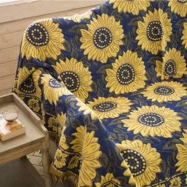 Western-Style Sunflower Sofa Cover Thickened Linen Summer Simple Modern Cloth Non-Slip Dustproof Cover