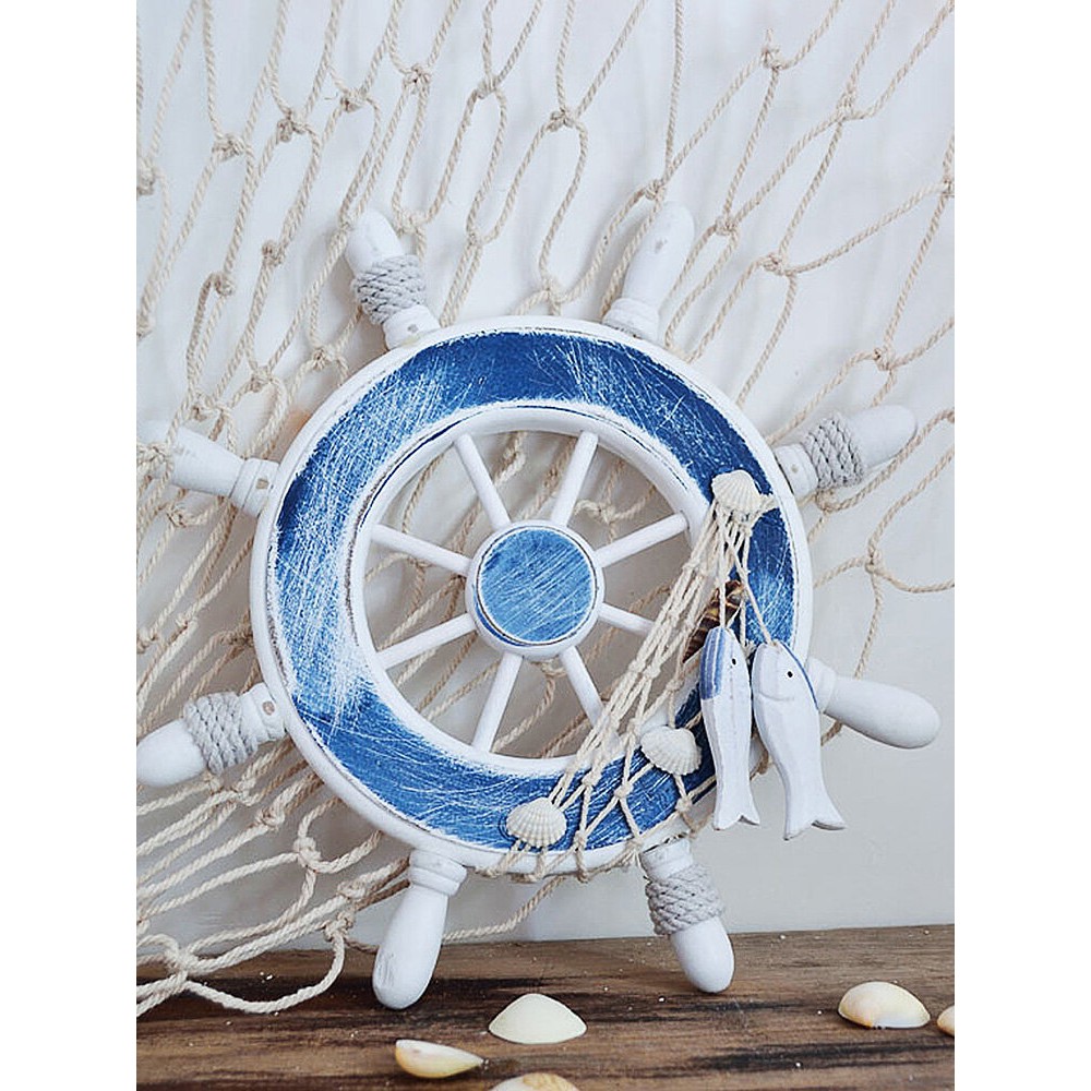 Wood Boat Ship Wheel Rudder Nautical Decoration Beach Home Wall Hanging Decorations