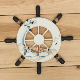 Wood Boat Ship Wheel Rudder Nautical Decoration Beach Home Wall Hanging Decorations