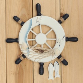 Wood Boat Ship Wheel Rudder Nautical Decoration Beach Home Wall Hanging Decorations