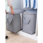 High Capacity Clothes Quilts Storage Bag Folding Organizer Bags Bamboo Portable Storage Container-Blue