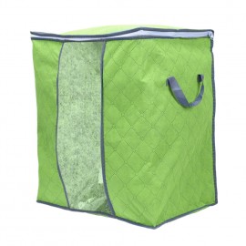 High Capacity Clothes Quilts Storage Bag Folding Organizer Bags Bamboo Portable Storage Container-Blue